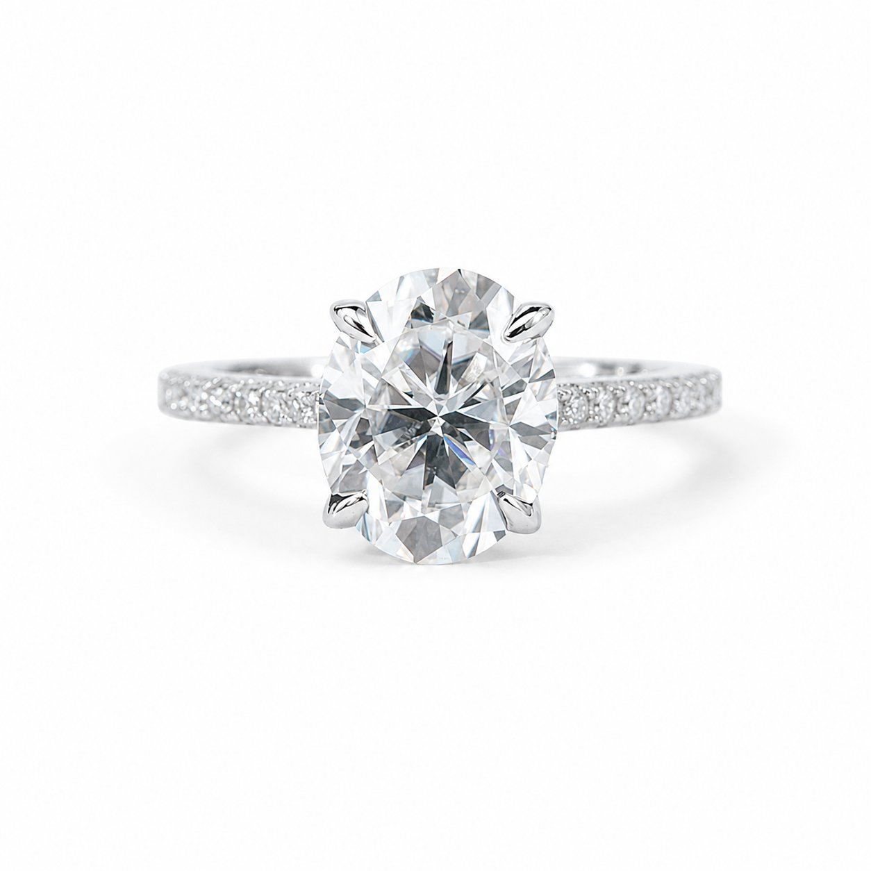 3 Carat Oval Cut Moissanite Pave Ring