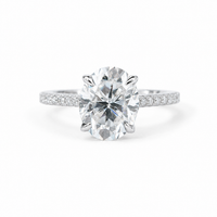 3 Carat Oval Cut Moissanite Pave Ring