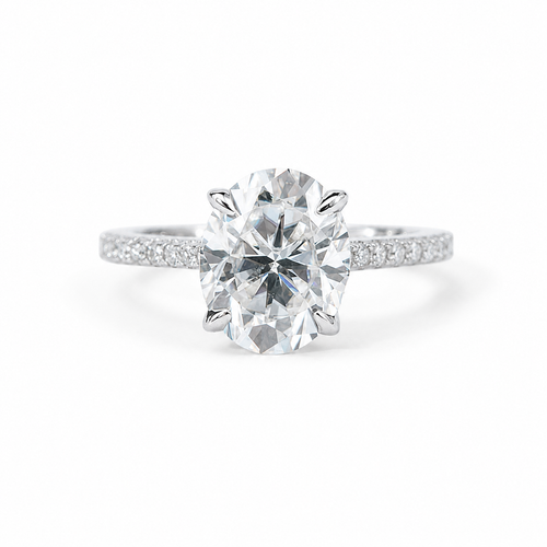 3 Carat Oval Cut Moissanite Pave Ring