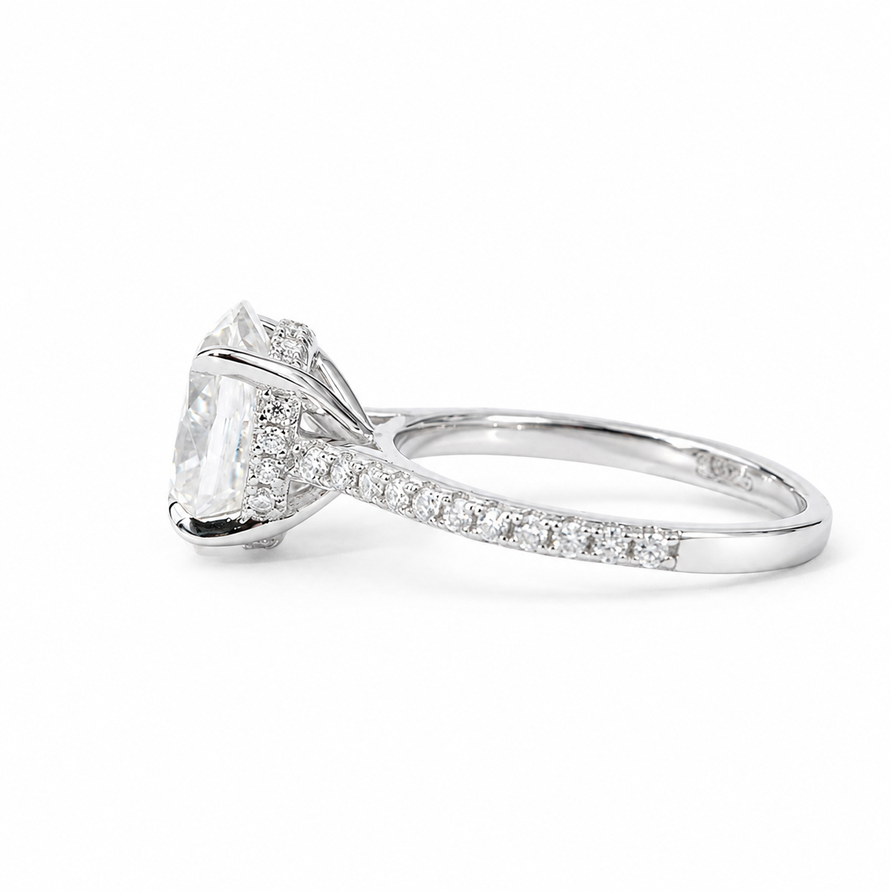 3 Carat Oval Cut Moissanite Pave Ring