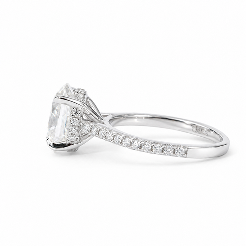 3 Carat Oval Cut Moissanite Pave Ring