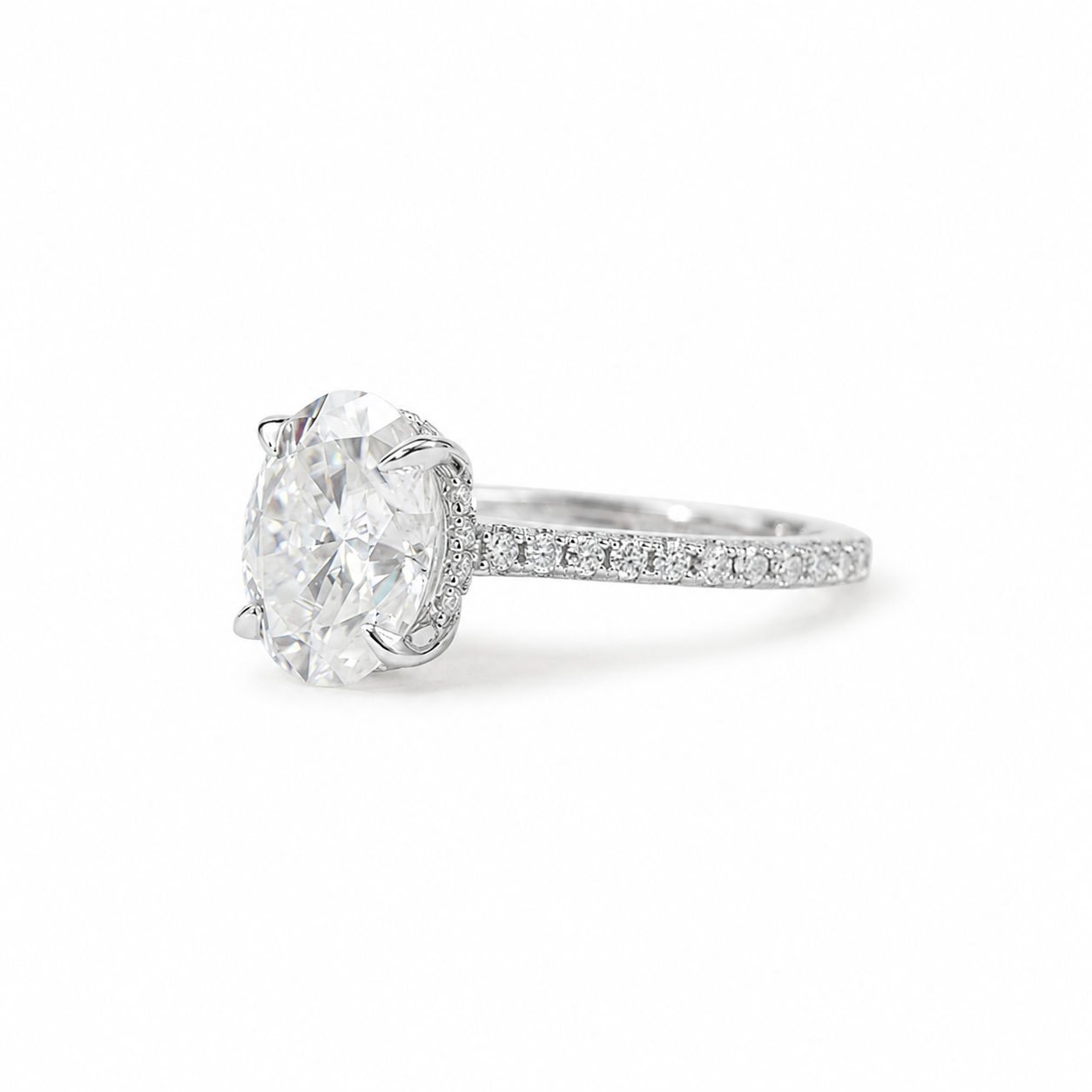 3 Carat Oval Cut Moissanite Pave Ring