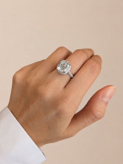 5 Carat Long Cushion Cut Moissanite Pave Ring