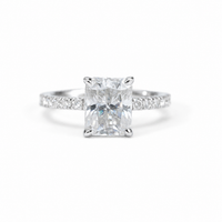 4 Carat Radiant Cut Moissanite Pave Ring