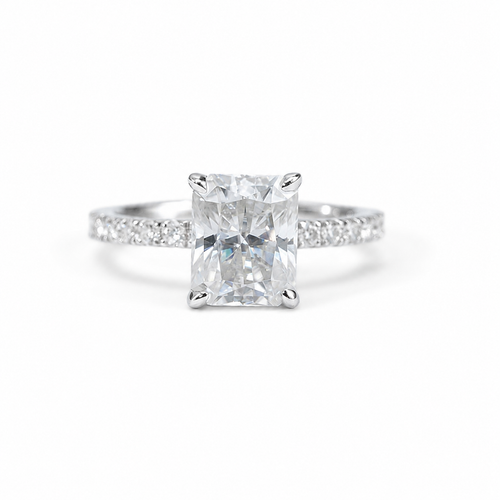 4 Carat Radiant Cut Moissanite Pave Ring