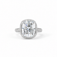 5 Carat Long Cushion Cut Moissanite Pave Ring