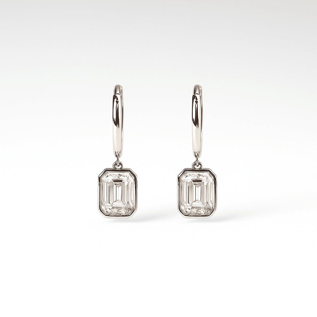 Emerald-Cut Moissanite Hoop