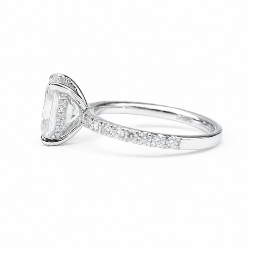 4 Carat Radiant Cut Moissanite Pave Ring