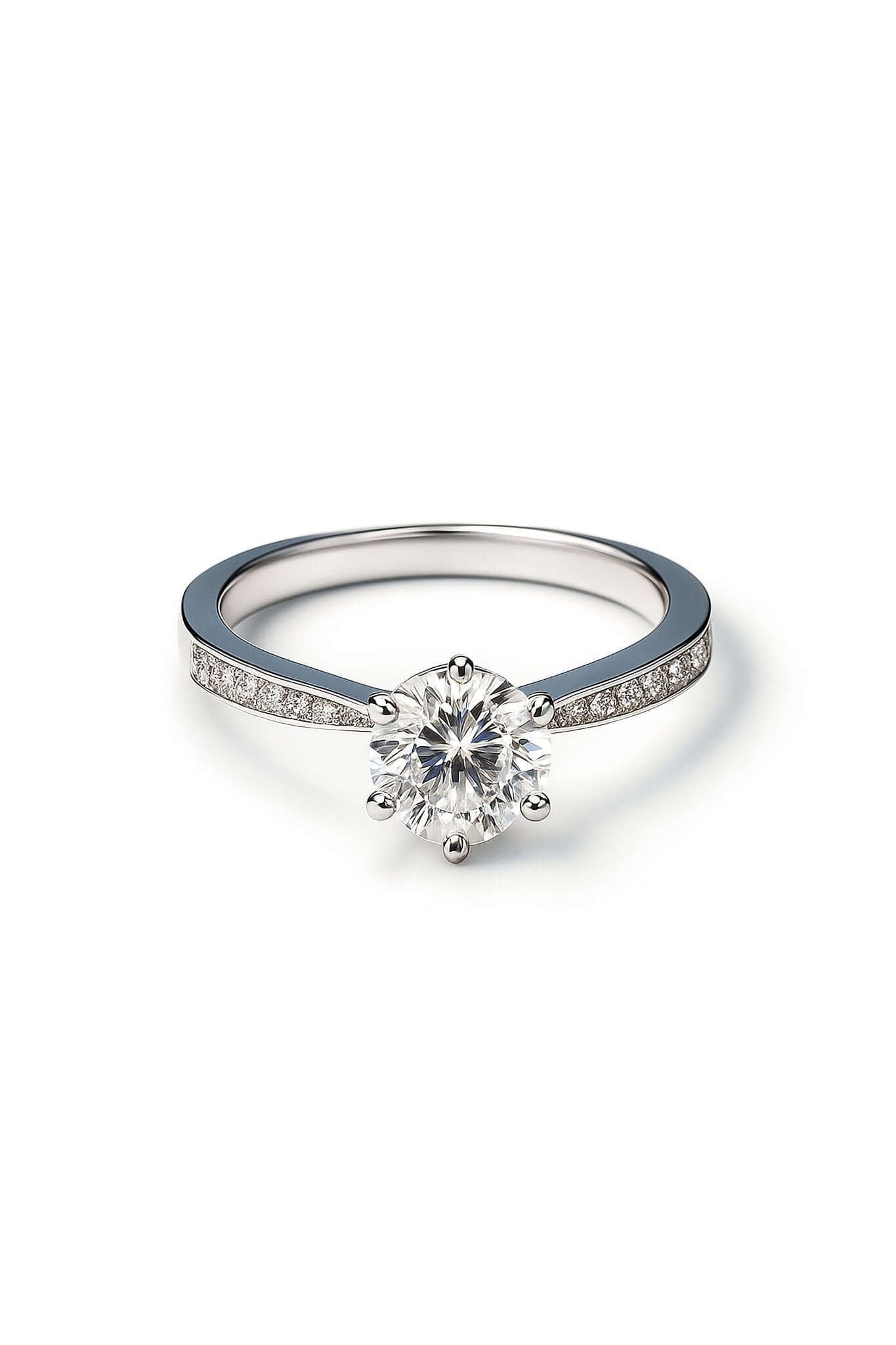 1 Carat Moissanite Pave Solitaire Ring