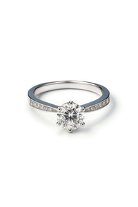 1 Carat Moissanite Pave Solitaire Ring