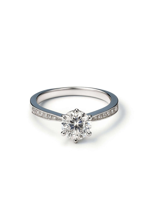 Moissanite Pavé Solitaire Ring 5