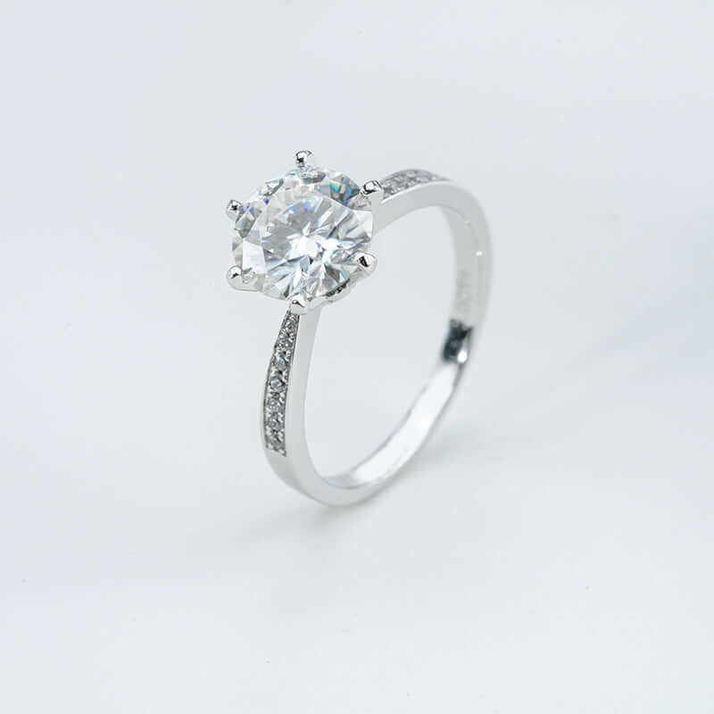 1 Carat Moissanite Pave Solitaire Ring