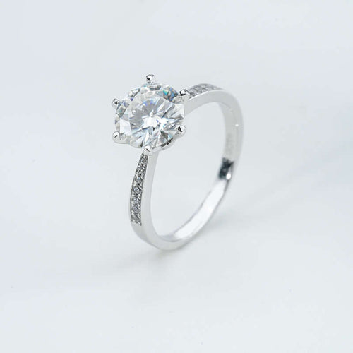 Moissanite Pavé Solitaire Ring 5