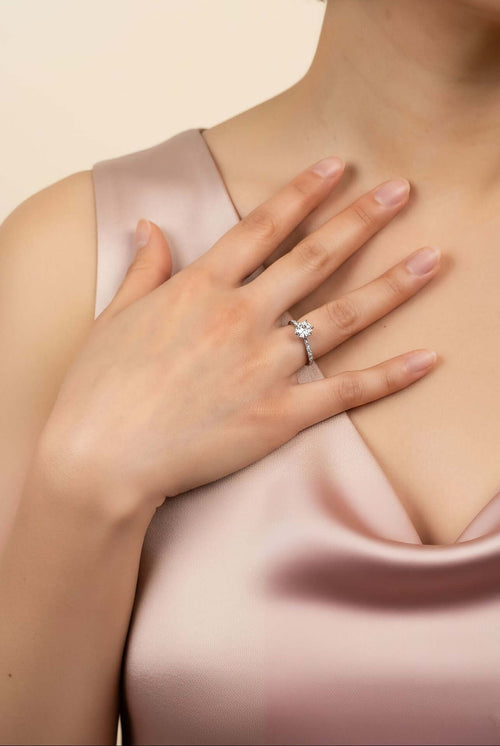 Moissanite Pavé Solitaire Ring 5