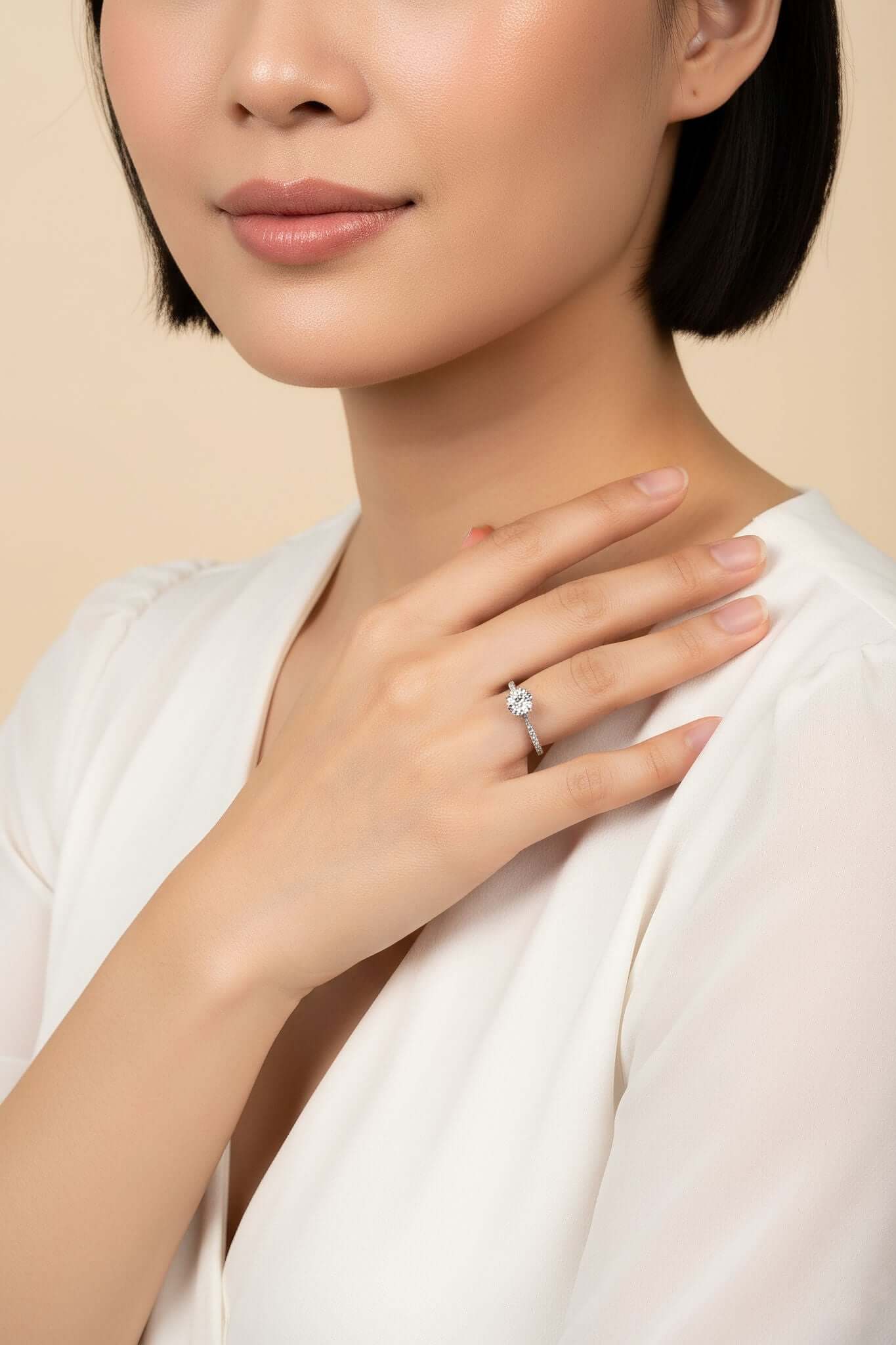 Moissanite Pavé Solitaire Ring 5