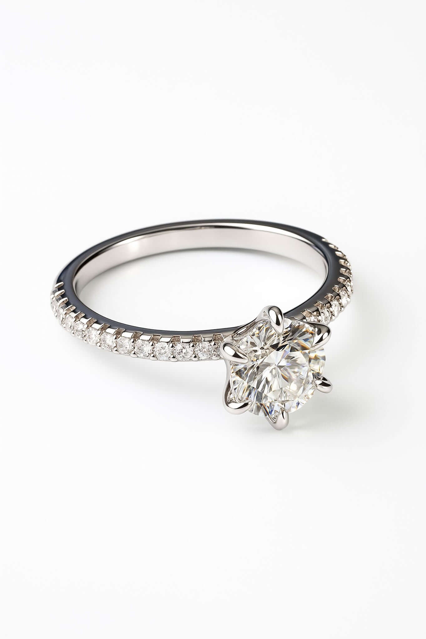 2 Carat Moissanite Solitaire Pavé Ring