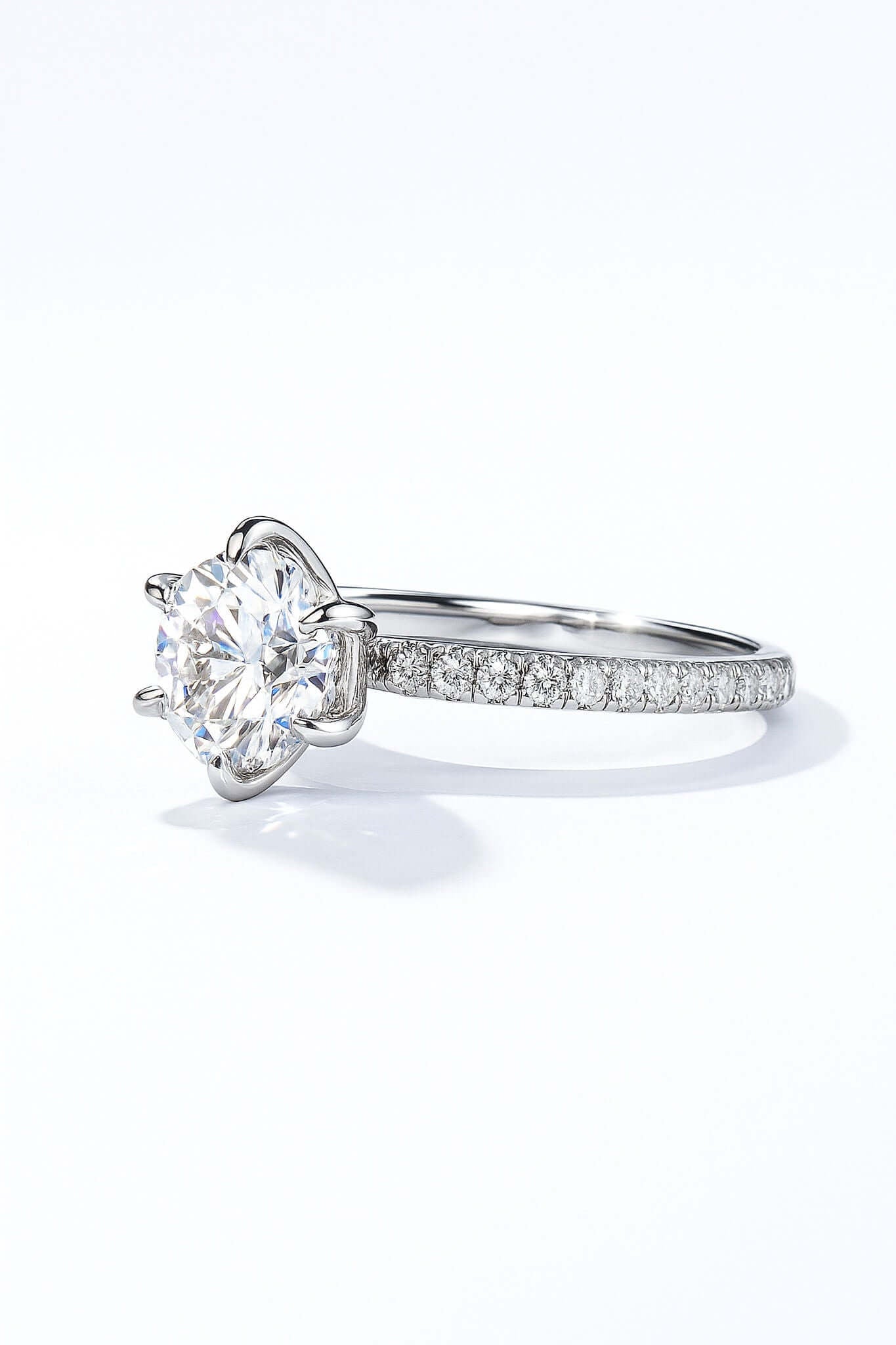 2 Carat Moissanite Solitaire Pavé Ring