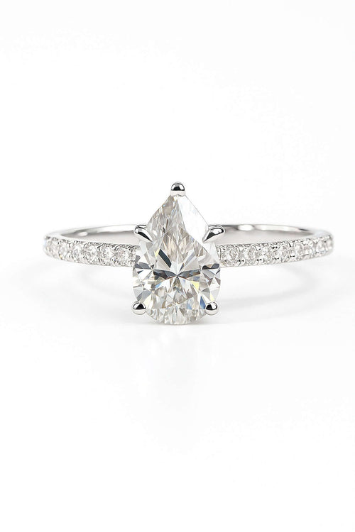 Pear - Cut Pave Moissanite Ring 5