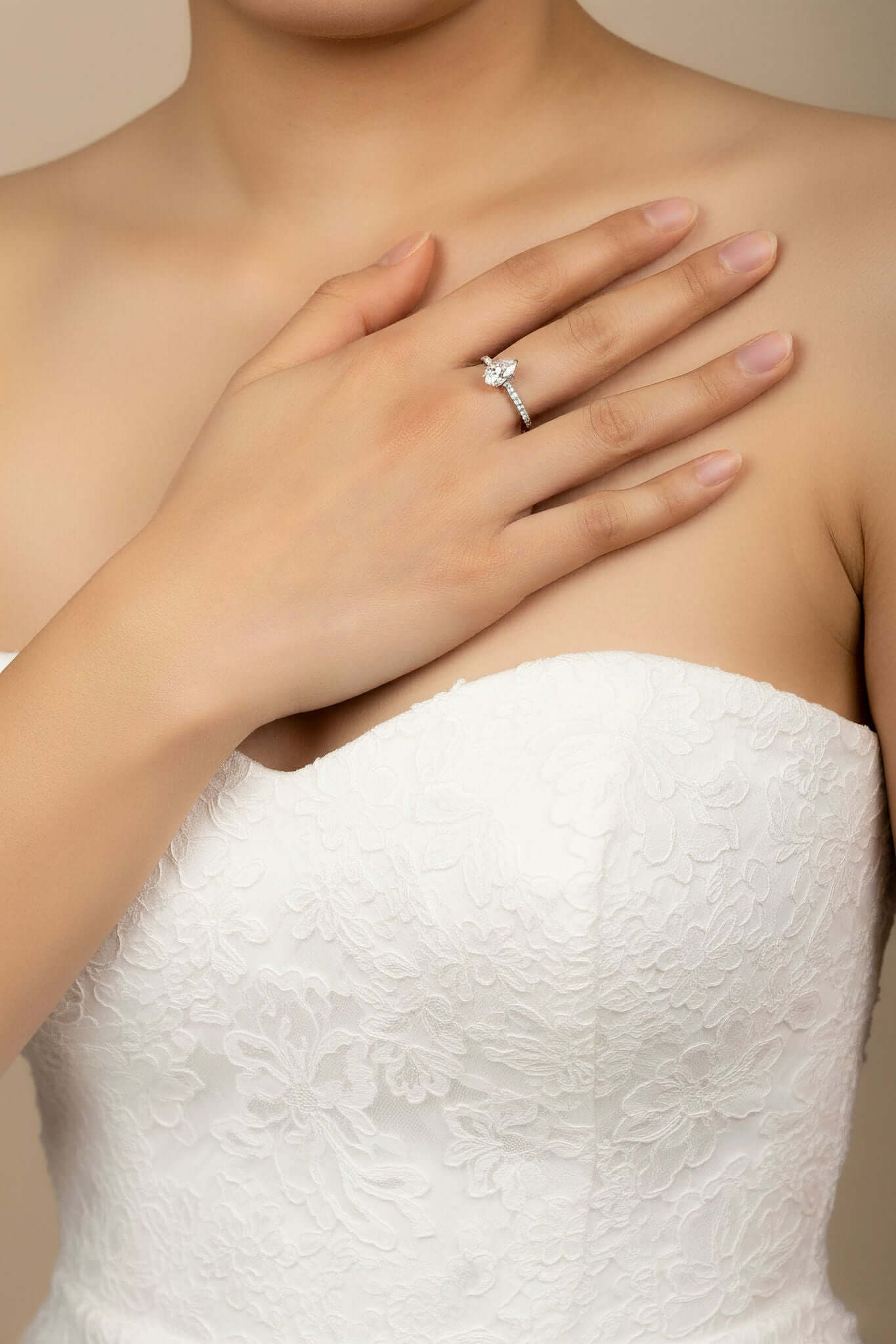 1.5 Carat Pear-Cut Pave Moissanite Ring