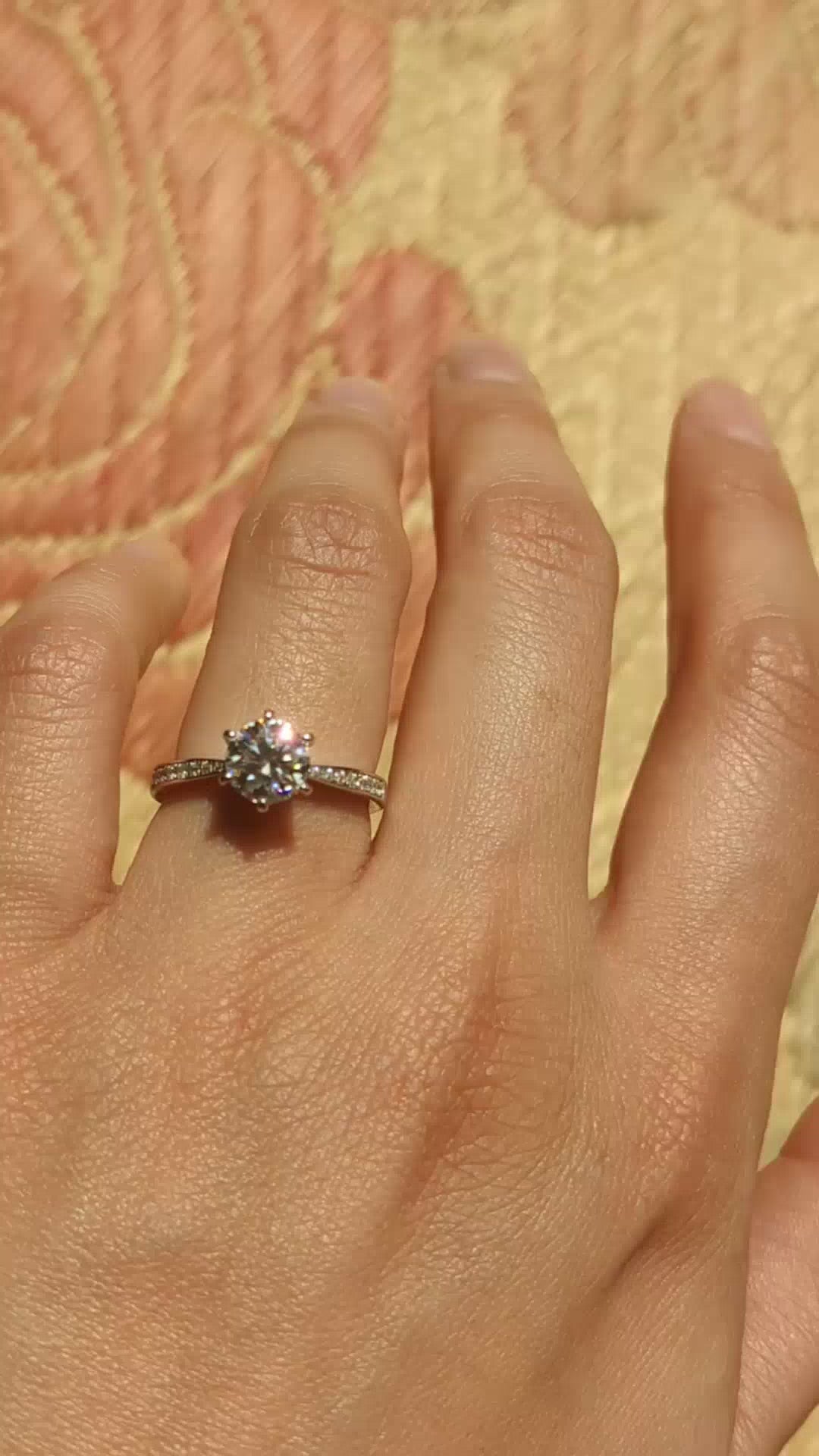 1 Carat Moissanite Pave Solitaire Ring
