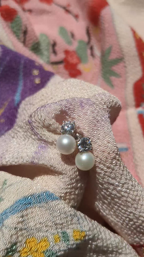 Moissanite & Pearl Duo Studs