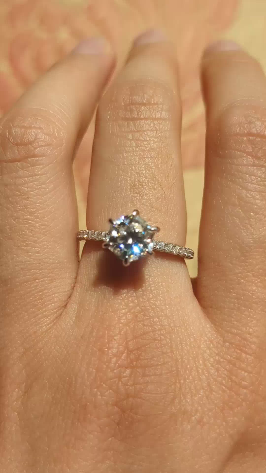 2 Carat Moissanite Solitaire Pavé Ring