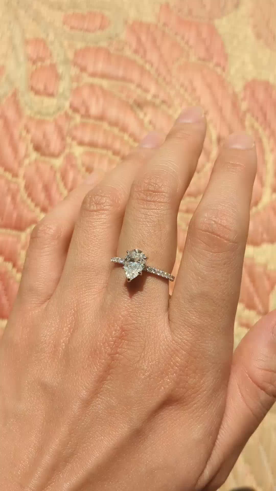 1.5 Carat Pear-Cut Pave Moissanite Ring