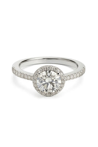 1 Carat Round Halo Moissanite Pave Ring
